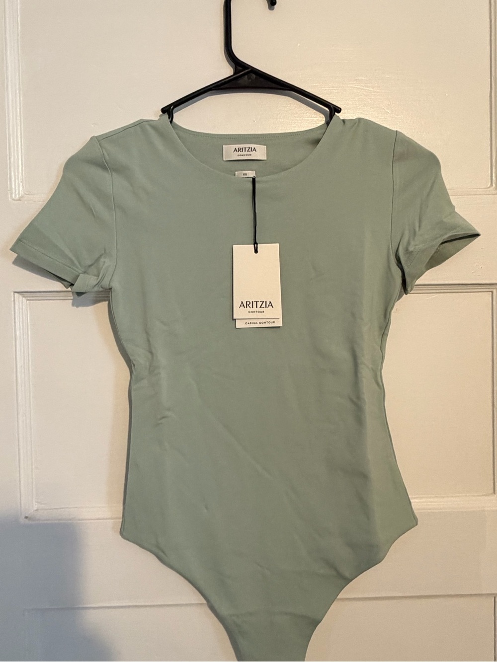 Aritzia Light Sage Short Sleeve Stretch Bodysuit